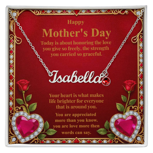 Personalized Name Necklace with Birthstone | Custom Cursive Charm – Perfect Mother's Day Gift