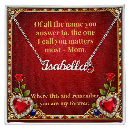 Custom Name Necklace with Birthstone With a personalized message card