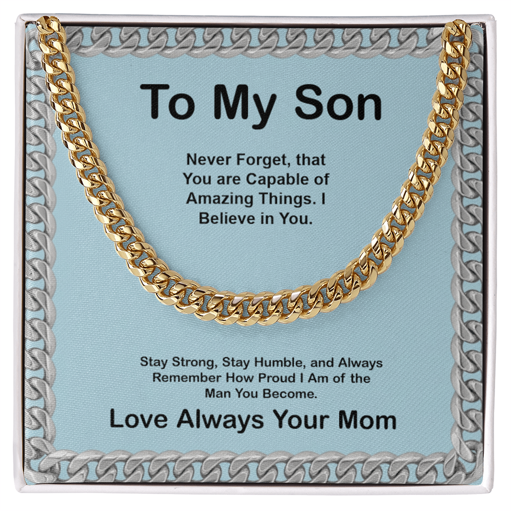 To My Son From Mom Cuban Link Chain