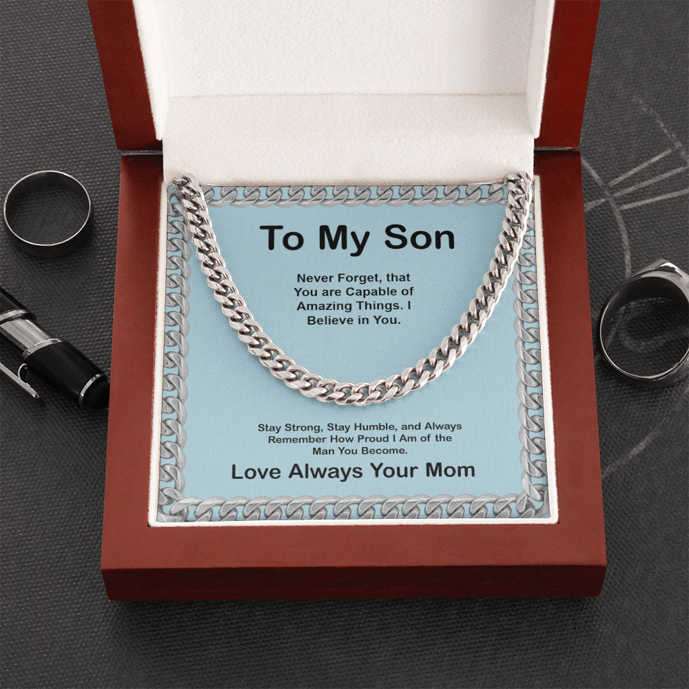To My Son From Mom Cuban Link Chain