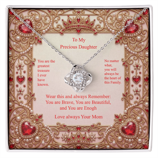 To My Precious Daughter from Mom - Personalized Love Knot Necklace Gift