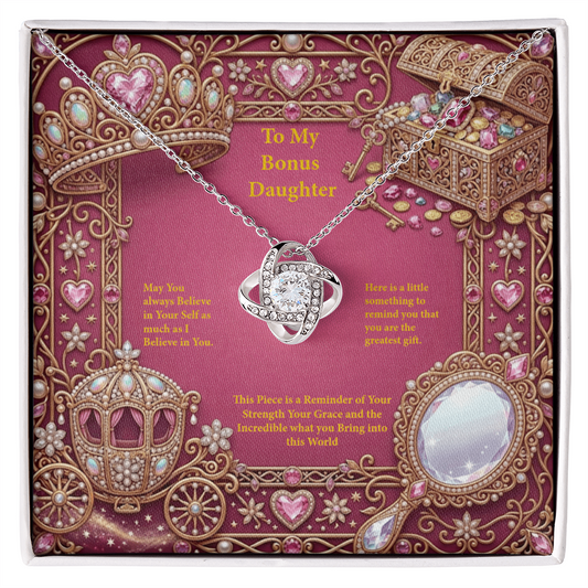 To My Bonus Daughter Personalization Love Knot Necklace
