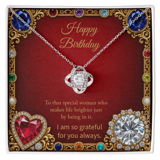 Happy Birthday Personalization Love Knot Necklace