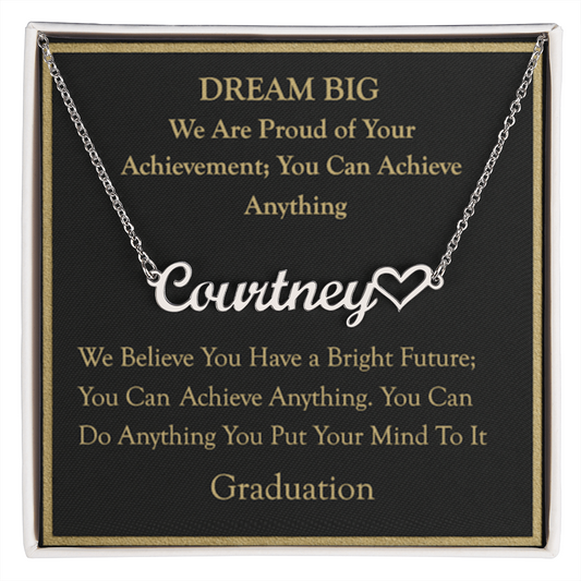 Heart Name Necklace Graduation class of 2026
