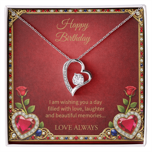 Happy Birthday Personalization Message Card Forever Love Necklace
