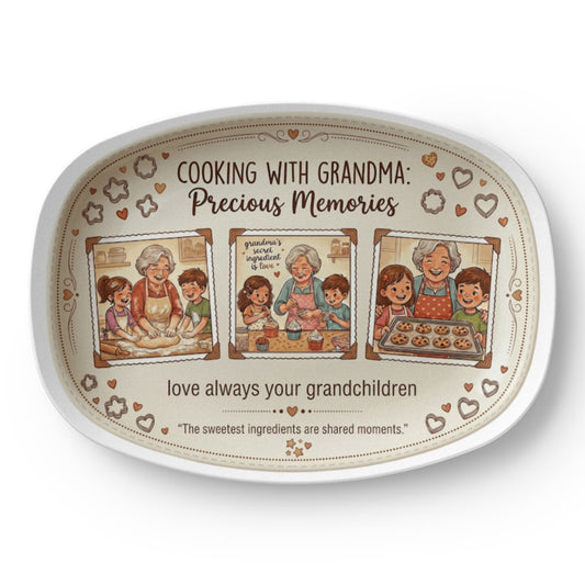 To grandma 10”x14” Platter Memories of cooking with her grandchildren