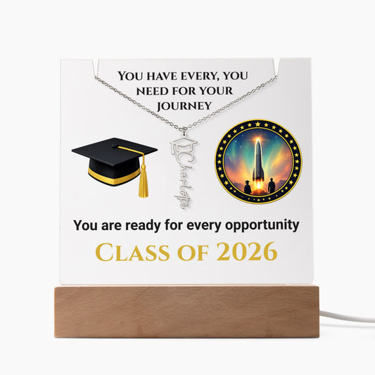 Keepsake Acrylic with Graduation Cap Name Necklace Bundle