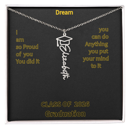 Graduation Cap Name Custom Name Necklace